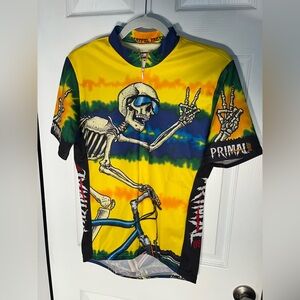 Primal Wear 1998 Greatful Tread Skeleton Cycling Jersey Tie Dye Men's Medium